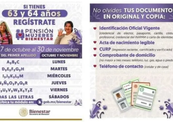 Alista tus documentos, inicia registro para pensión Mujeres Bienestar