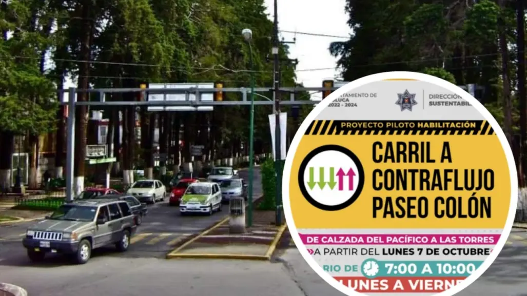 Activan carril reversible de Paseo Colón en Toluca; este será su horario