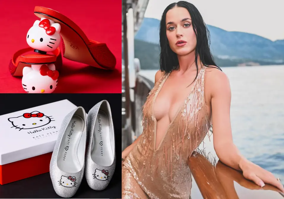 Los zapatos Katy Perry y Sanrio son el complemento ideal para festejar el aniversario de Hello Kitt. Fotos. Instagram katty Perry y Sanrio