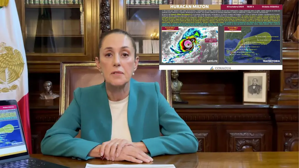 Claudia Sheinbaum advierte sobre huracán Milton; pide precaución en Yucatán