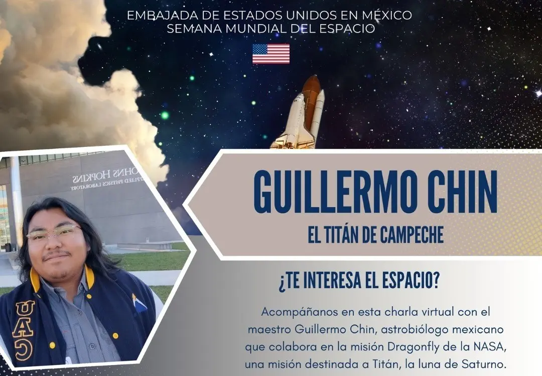 Invitación a la conferencia de Guillermo Chin, de la NASA. Foto: Facebook Embajada Estados Unidos en México.