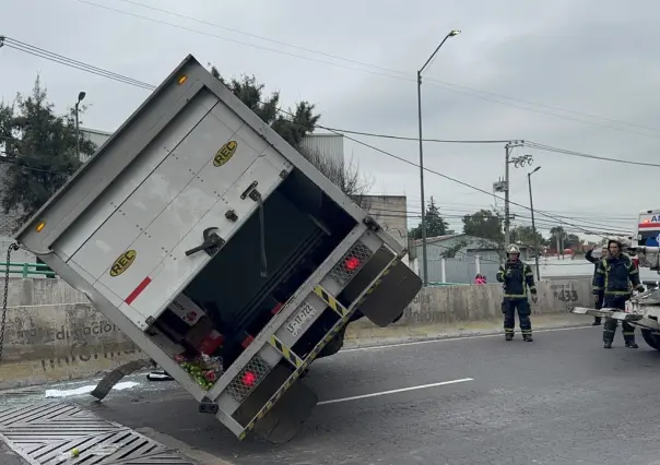 Camioneta de frutas y legumbres vuelca tras supuesta falla mecánica (FOTOS)