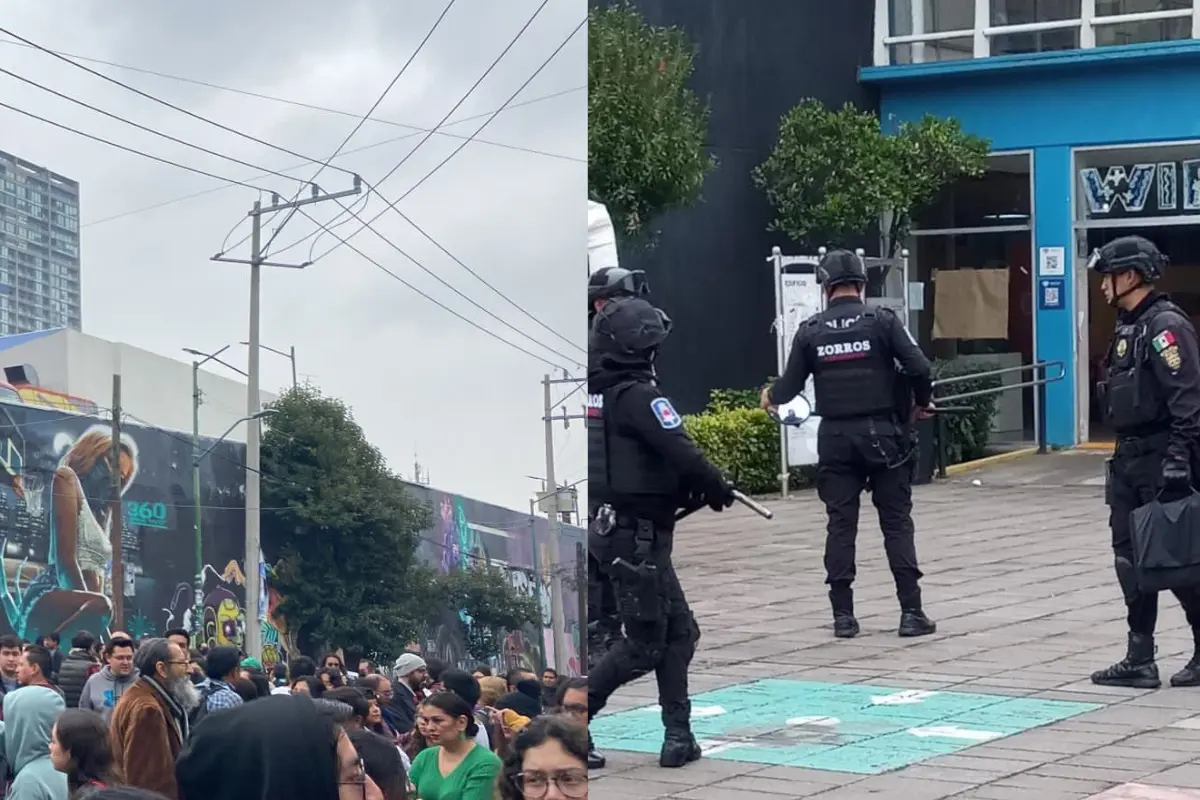 Alumnos y profesores evacuados de la ENAH.   Foto: Ramón Ramírez