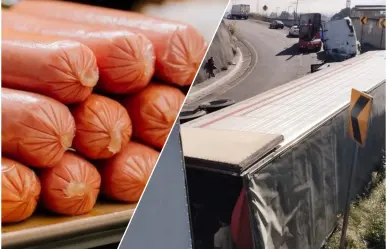 ¡Hot-dogs salen disparados! Vuelca trailer de salchichas en la México-Querétaro
