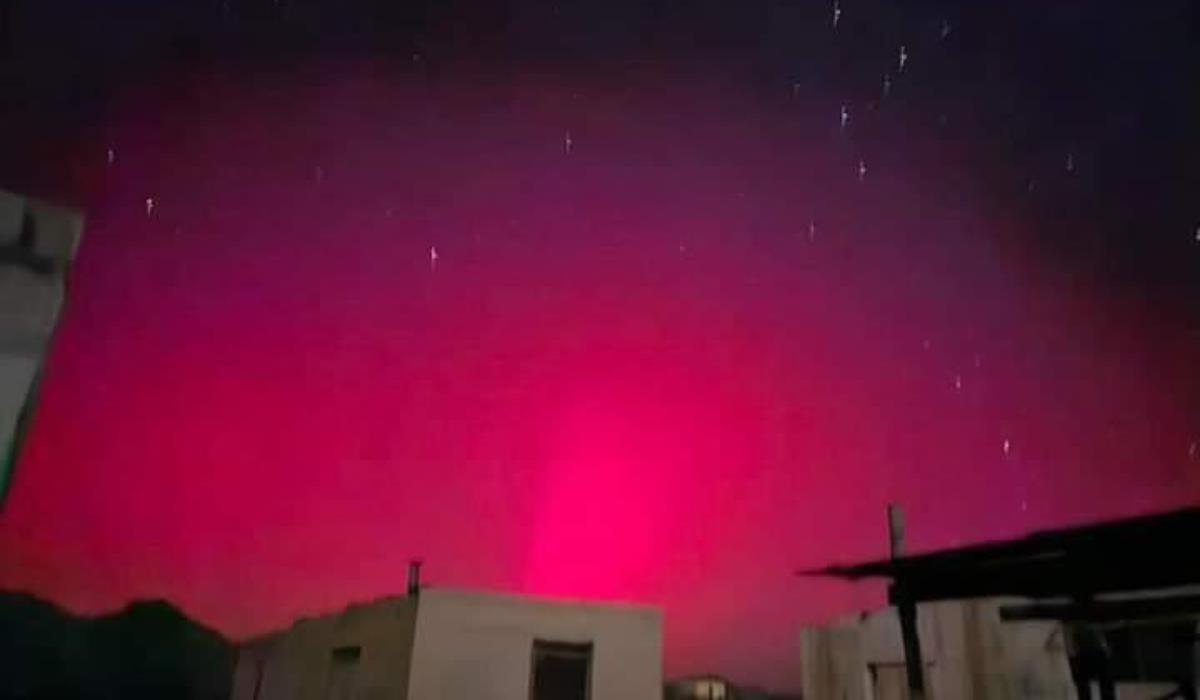 Aurora boreal en los cielos de Coahuila/ Foto: Moises Santiago