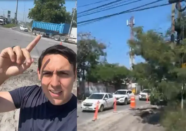 César Garza Arredondo supervisa recarpeteo en la avenida Ojo de Agua