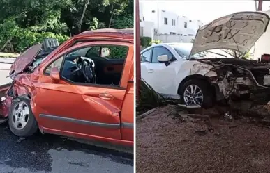 Aparatoso accidente en Los Héroes deja cuantiosos daños por no respetar un alto