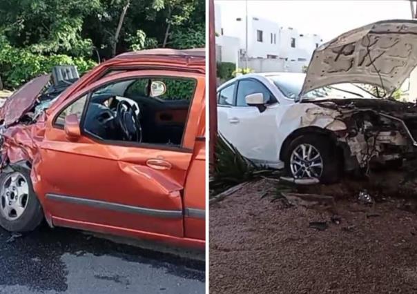 Aparatoso accidente en Los Héroes deja cuantiosos daños por no respetar un alto