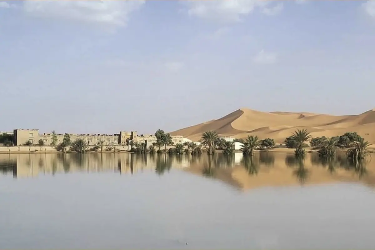 El desierto del Sahara inundado tras gran sequía. Foto: @michelledom96