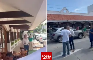 Abuchean a Yunes Linares al salir de un restaurante en Boca del Río