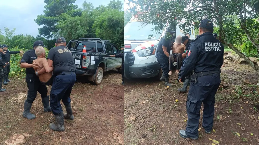 Policía municipal logra localizar a abuelito extraviado en el monte de Peto