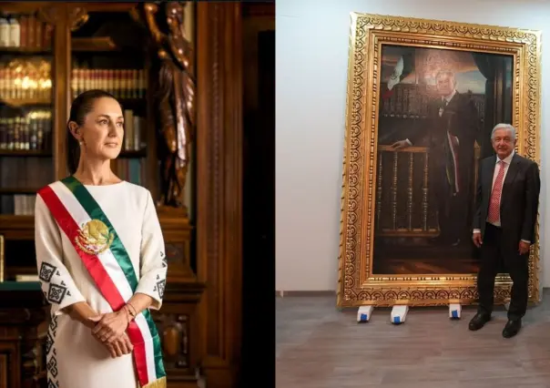 Claudia Sheinbaum revela detalles del retrato de AMLO en Palacio Nacional