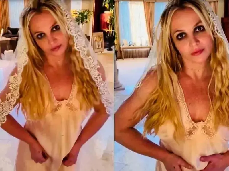 Britney Spears de blanco!! se casa, pero con ella misma (VIDEO)