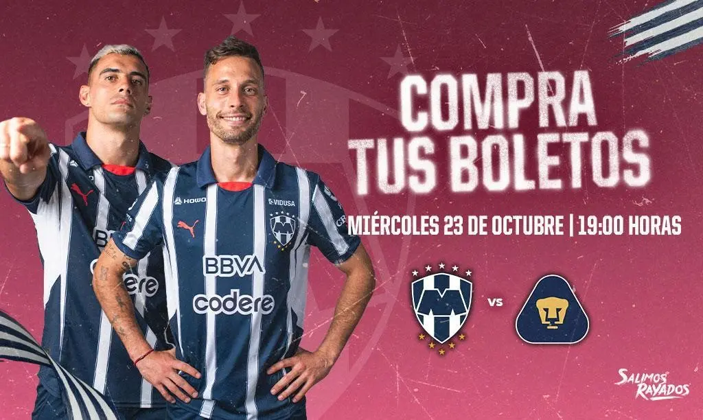 ¡Rayados va por la victoria ante Pumas este miércoles en el Estadio BBVA!