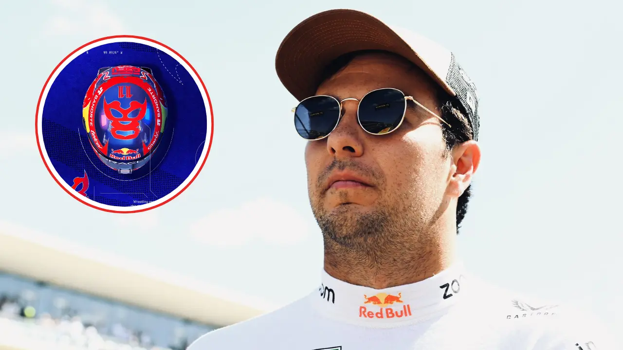 Casco Checo Pérez. Créditos: X @SChecoPerez, X @redbullracing.