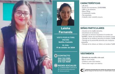 Buscan a Laisha, la joven que desaparece tras salir de Cristo Vive en Saltillo