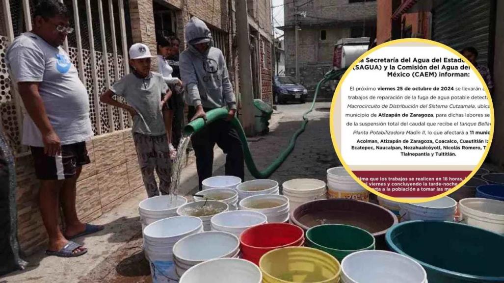 Corte de agua en EDOMEX, estos municipios serán afectados en el fin de semana