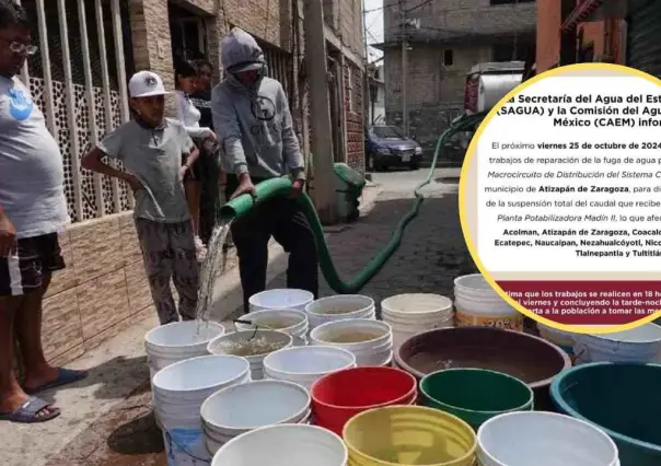 Corte de agua en EDOMEX, estos municipios serán afectados en el fin de semana