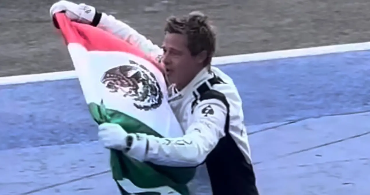 Brad Pitt se roba reflectores en el Gran Premio de México (VIDEO)