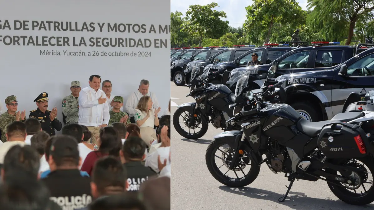 El gobierno de Yucatán entregó nuevas unidades a policías municipales Foto: Cortesía