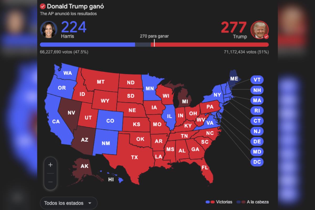 Mapa de Estados Unidos. Captura de pantalla / Google