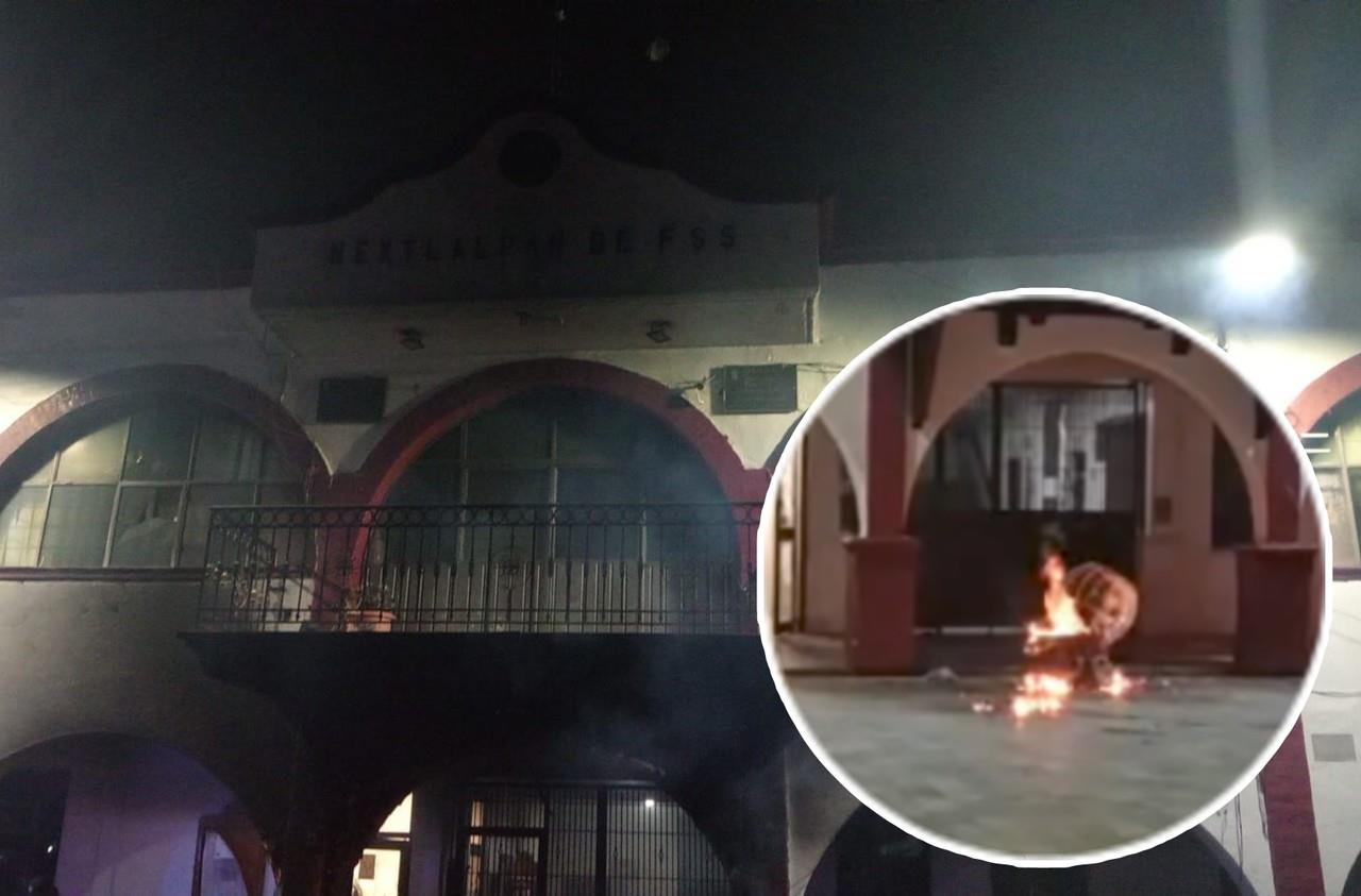 El Palacio municipal de Nextlalpan fue incendiado en protesta por la inseguridad. Imagen: POSTA