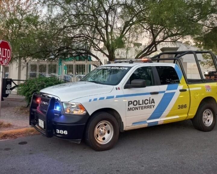 Policía de Monterrey en la zona donde ocurrió la detención. Foto: Policía de Monterrey