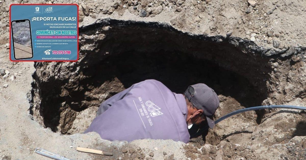 Las autoridades municipales han pedido que reporten las fugas de agua de las que tengan conocimiento. Foto: Ayto. de Toluca
