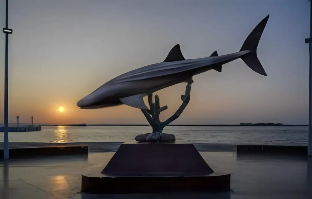 La escultura del tiburón ballena del malecón de La Paz originalmente estaba en Loreto. Foto: Mexiful