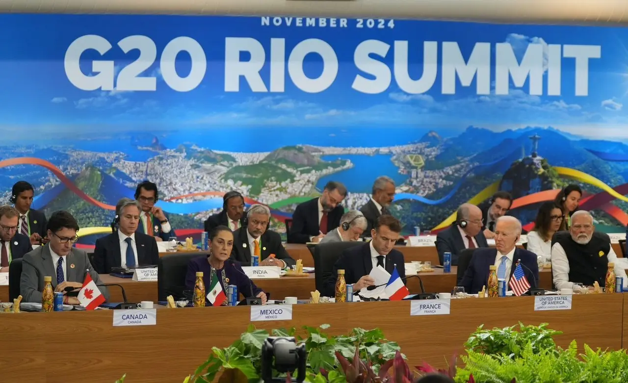 Claudia Sheinbaum, presidenta de México participa en la Cumbre del G20 en Río de Janeiro, Brasil. Foto: Gobierno de México