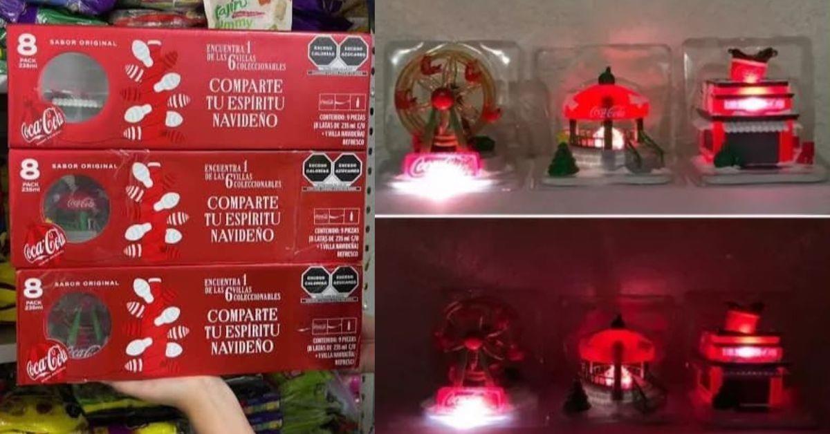 Las villas navideñas Coca-Cola 2024 son tres modelos distintos muy vintage. Foto: FB Lidia Castro Floress /Mercado Libre