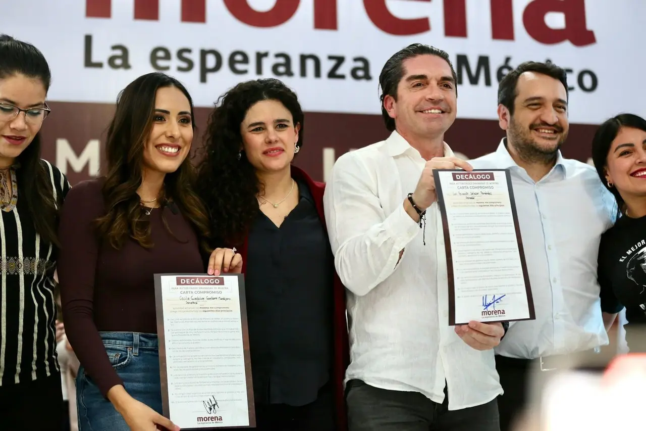 Luisa María Alcalde, dirigente de Morena, estuvo en Saltillo junto a Andrés Manuel López Beltrán y los senadores Luis Fernando Salazar y Cecilia Guadiana. (Fotografía: Morena)