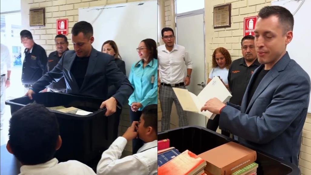 Luis Donaldo Colosio dona libros de sus padres a escuelas de Nuevo León