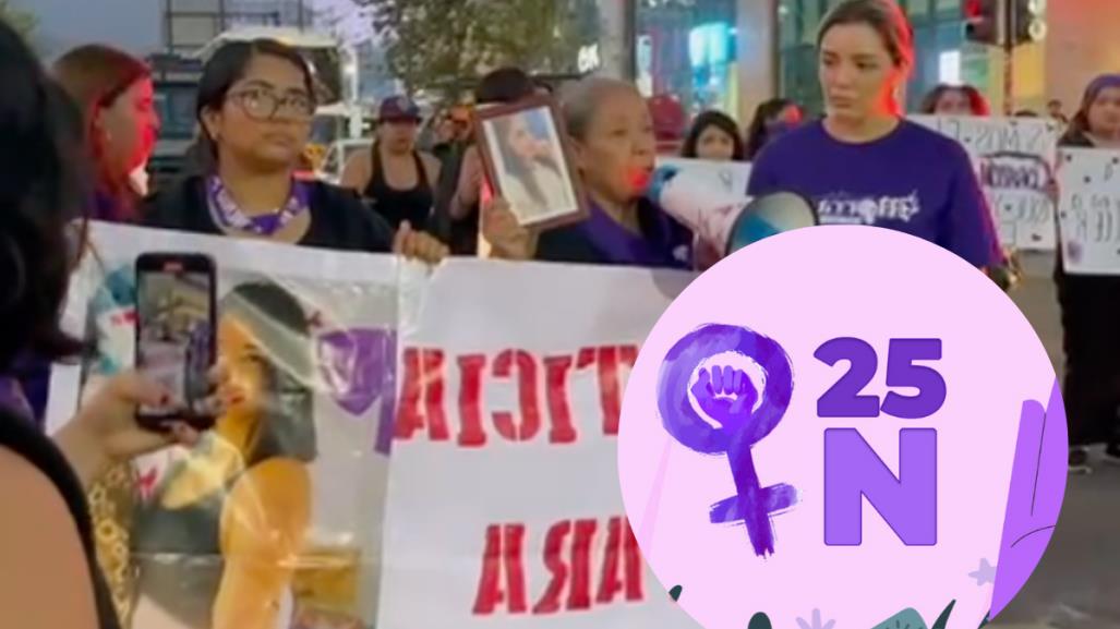 25N: Colectivos de mujeres marchan y alzan la voz en el centro de Monterrey (EN VIVO)