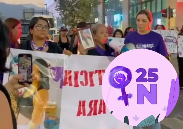 25N: Colectivos de mujeres marchan y alzan la voz en el centro de Monterrey (EN VIVO)