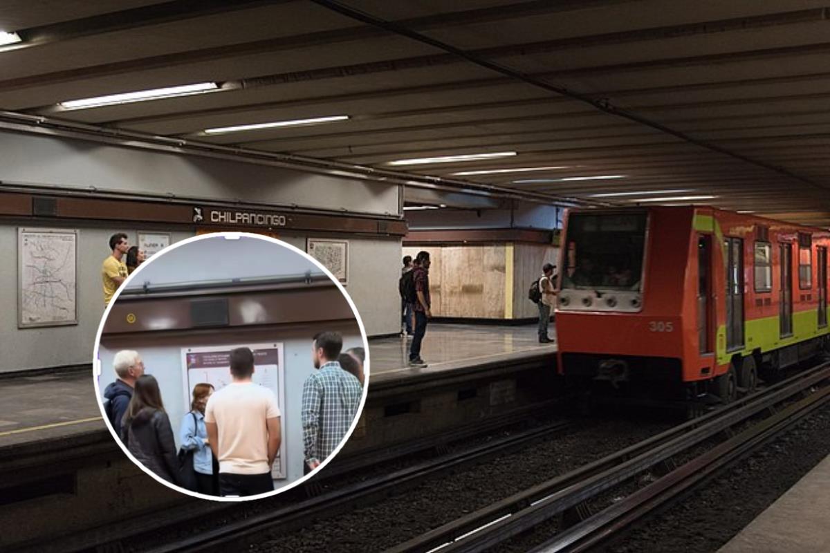 Estación de Metro Chilpancingo y personas en un recorrido.    Foto: Captura de pantalla de @jorgerc01 y Metro CDMX.