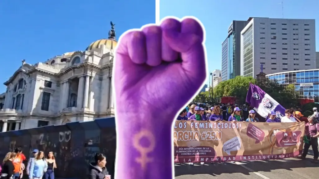 25N: aseguran Bellas Artes con vallas previo a marcha hacia el Zócalo