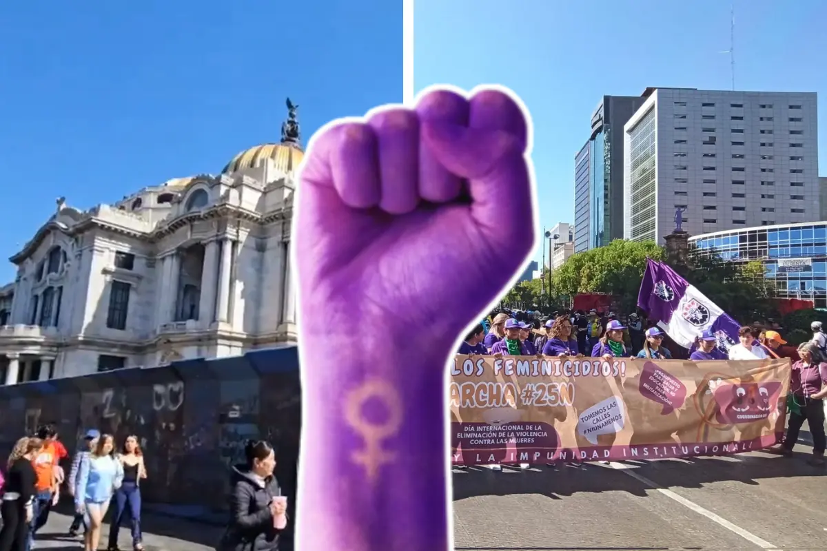 Palacio de Bellas Artes y marcha 25N en CDMX.    Foto: @AliciaMendozagg