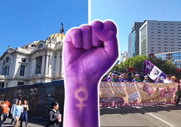 25N: aseguran Bellas Artes con vallas previo a marcha hacia el Zócalo