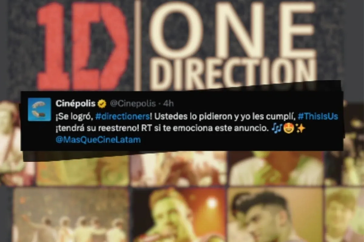 Cinépolis anunció que traerá de vuelta el documental de One Direction. Foto: CANVA/X: @Cinépolis/Sony Entertainment