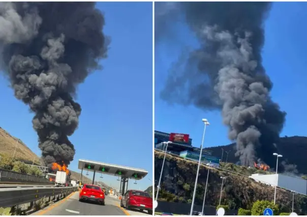 Atizapán: Incendio por volcadura de pipa paraliza la autopista Chamapa-Lechería