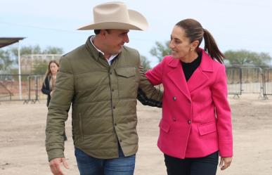 Gobernador Manolo Jiménez Salinas recibe a Claudia Sheinbaum en Coahuila