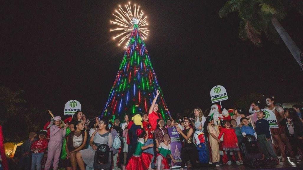 Navidad en Mérida: Cecilia Patrón enciende el árbol en el Remate de Paseo de Montejo