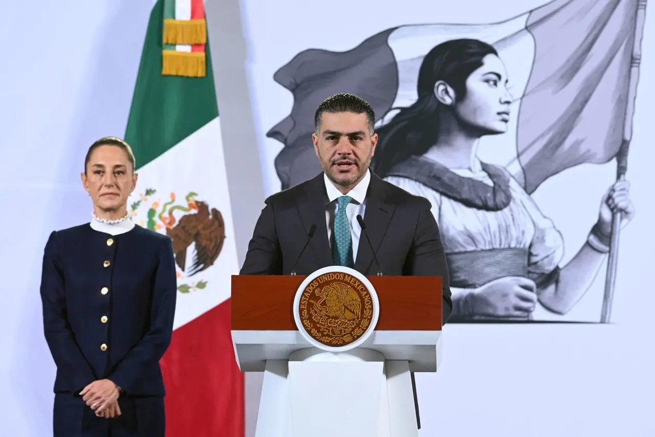 Claudia Sheinbaum y Omar García Harfuch en conferencia de prensa. Foto: Gobierno de México.