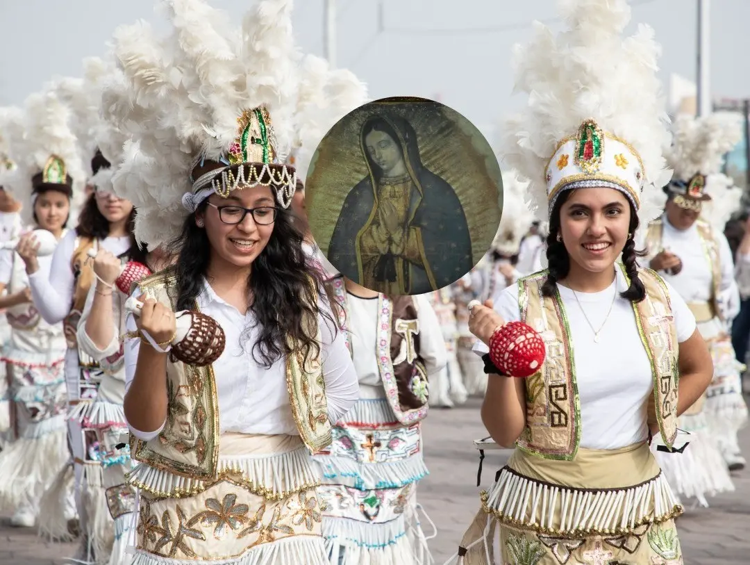 Matachines en los festejos a la Virgen de Guadalupe en Monterrey. Foto: Canva/X @udem.