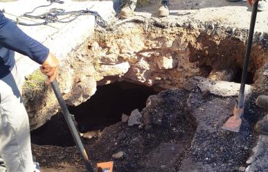 Socavón en Mérida deja al descubierto posible entrada a una cueva, esto pasó