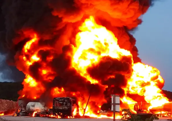 Defensa investiga incendio en depósito de diésel utilizado en obras del Tren Maya