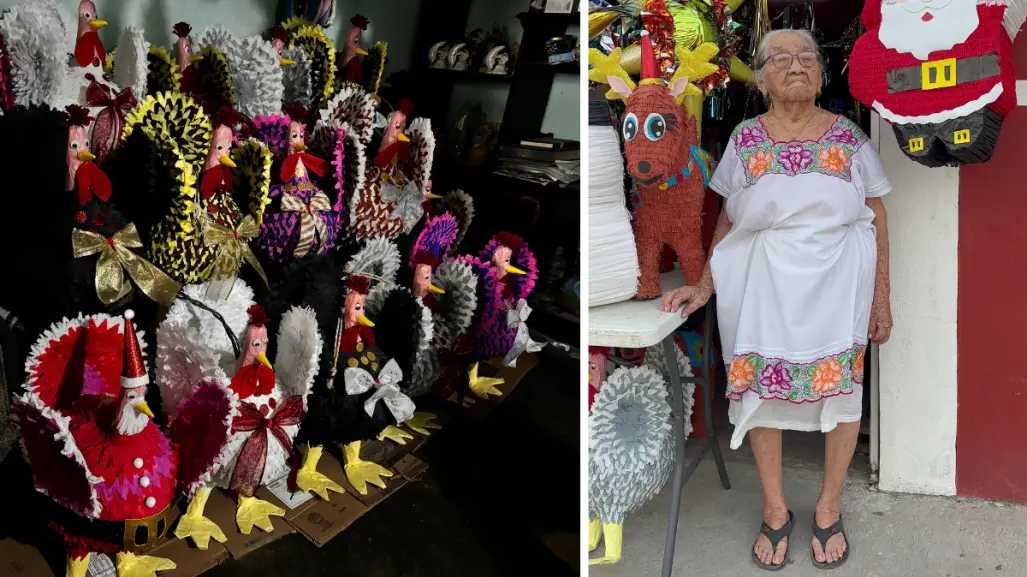 Navidad en Yucatán: Doña Mechita lleva más de 30 años elaborando piñatas navideñas