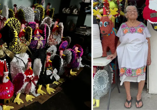 Navidad en Yucatán: Doña Mechita lleva más de 30 años elaborando piñatas navideñas