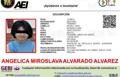 Solicitan apoyo para la búsqueda de la joven Angélica Alvarado